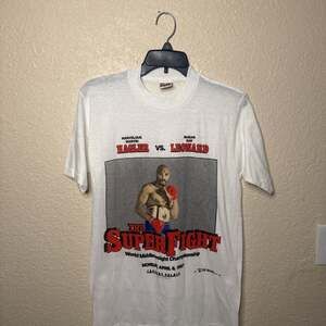 Vintage Marvin Hagler vs Sugar Ray Leonard Boxing Super Fight T-Shirt 1987